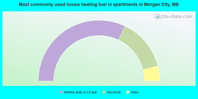 Most commonly used house heating fuel in apartments in Morgan City, MS