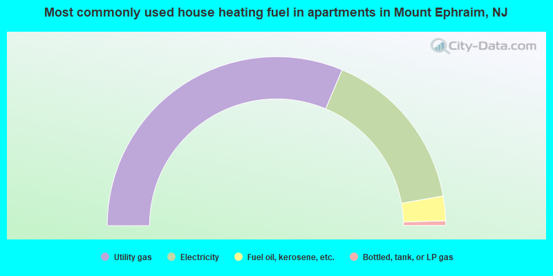 Most commonly used house heating fuel in apartments in Mount Ephraim, NJ