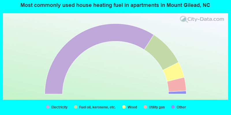 Most commonly used house heating fuel in apartments in Mount Gilead, NC