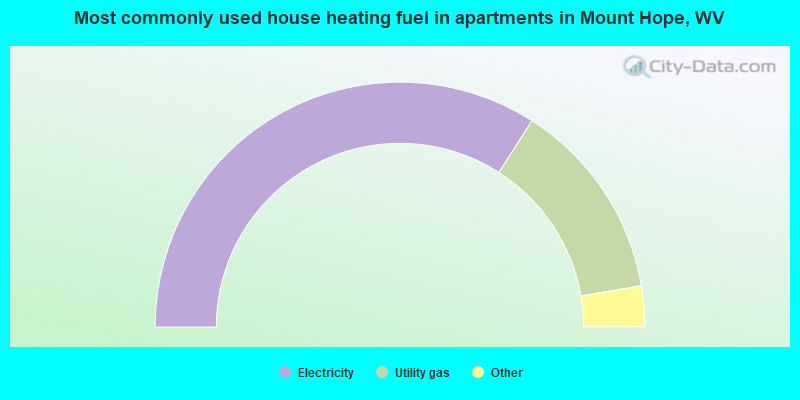 Most commonly used house heating fuel in apartments in Mount Hope, WV