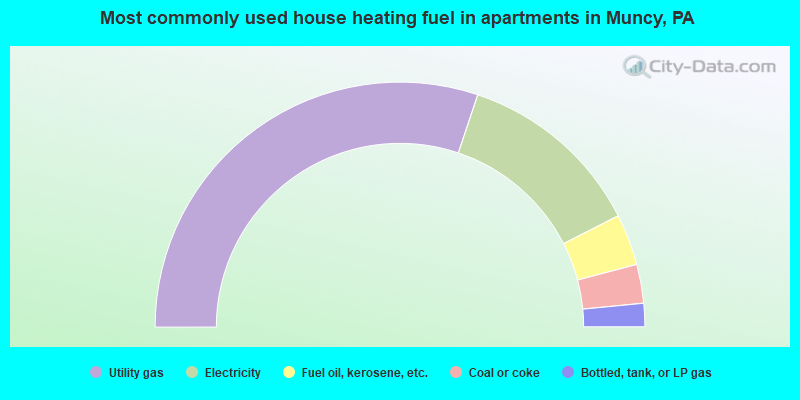 Most commonly used house heating fuel in apartments in Muncy, PA