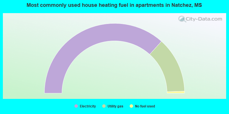 Most commonly used house heating fuel in apartments in Natchez, MS