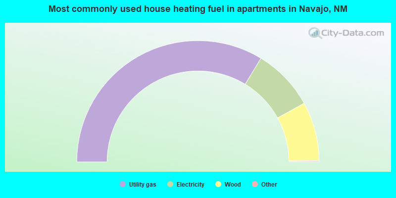 Most commonly used house heating fuel in apartments in Navajo, NM