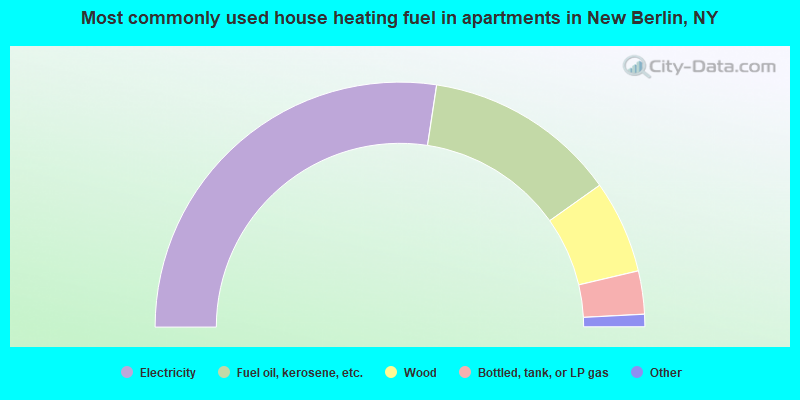 Most commonly used house heating fuel in apartments in New Berlin, NY