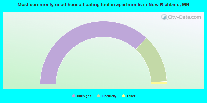 Most commonly used house heating fuel in apartments in New Richland, MN