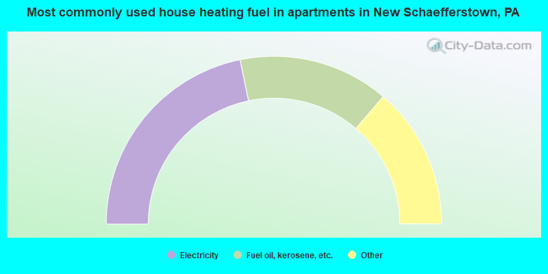 Most commonly used house heating fuel in apartments in New Schaefferstown, PA