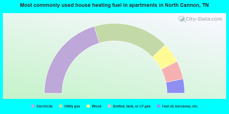 Most commonly used house heating fuel in apartments in North Cannon, TN