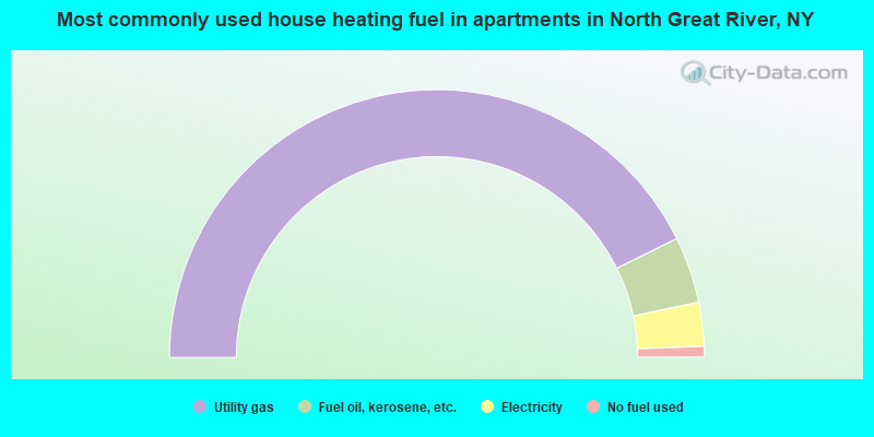Most commonly used house heating fuel in apartments in North Great River, NY