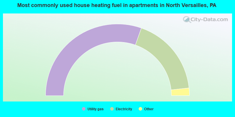 Most commonly used house heating fuel in apartments in North Versailles, PA