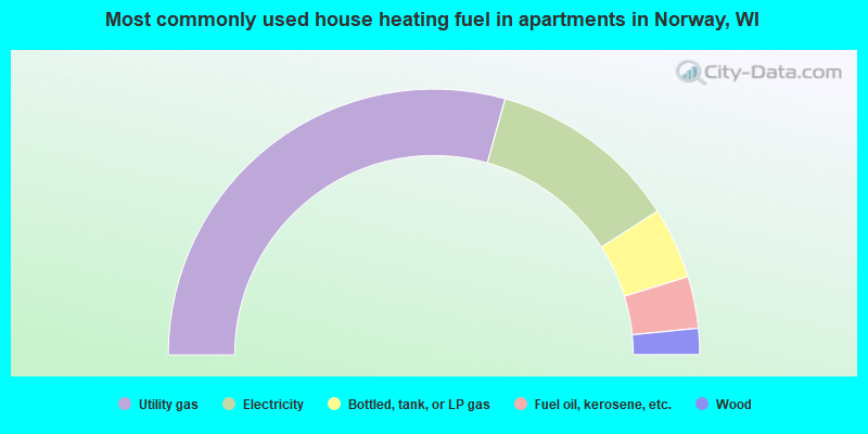 Most commonly used house heating fuel in apartments in Norway, WI
