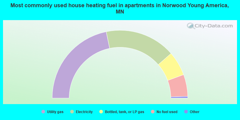 Most commonly used house heating fuel in apartments in Norwood Young America, MN