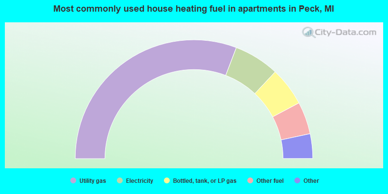 Most commonly used house heating fuel in apartments in Peck, MI