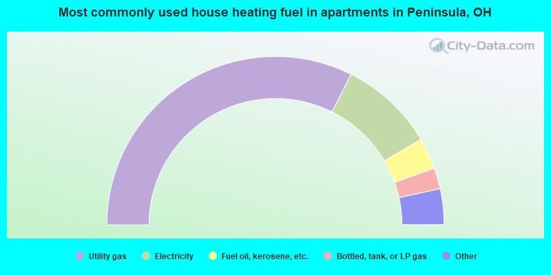 Most commonly used house heating fuel in apartments in Peninsula, OH