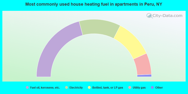 Most commonly used house heating fuel in apartments in Peru, NY