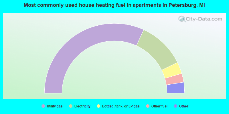 Most commonly used house heating fuel in apartments in Petersburg, MI