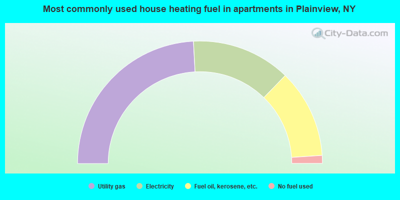 Most commonly used house heating fuel in apartments in Plainview, NY