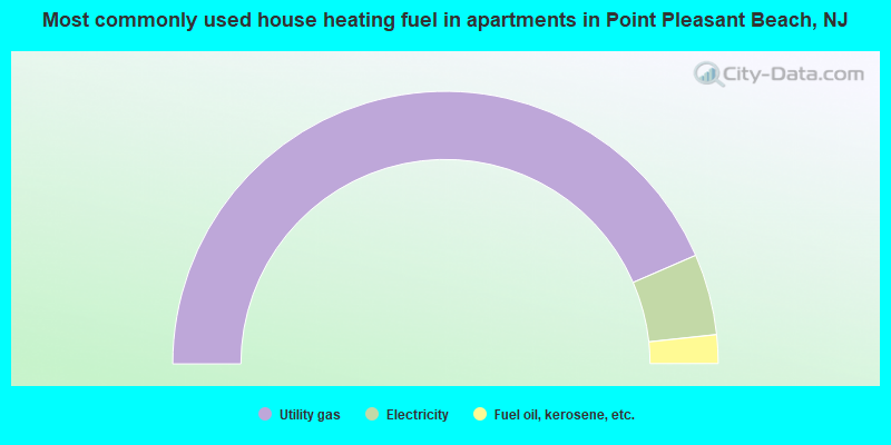 Most commonly used house heating fuel in apartments in Point Pleasant Beach, NJ
