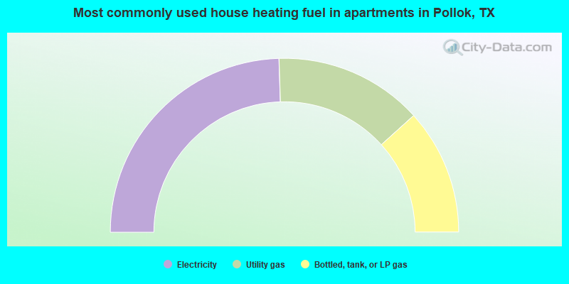 Most commonly used house heating fuel in apartments in Pollok, TX