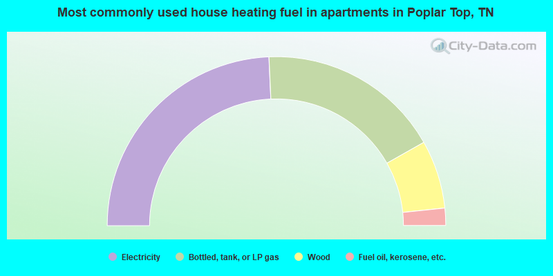 Most commonly used house heating fuel in apartments in Poplar Top, TN