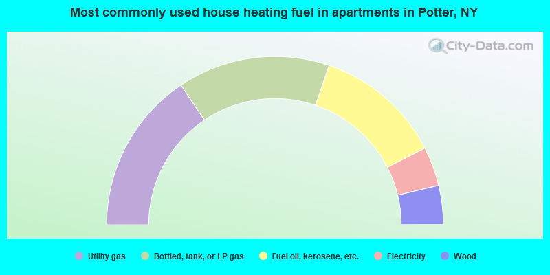 Most commonly used house heating fuel in apartments in Potter, NY