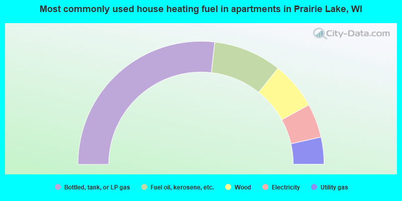 Most commonly used house heating fuel in apartments in Prairie Lake, WI