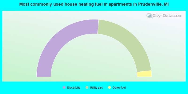 Most commonly used house heating fuel in apartments in Prudenville, MI