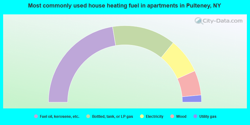 Most commonly used house heating fuel in apartments in Pulteney, NY