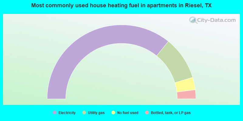 Most commonly used house heating fuel in apartments in Riesel, TX