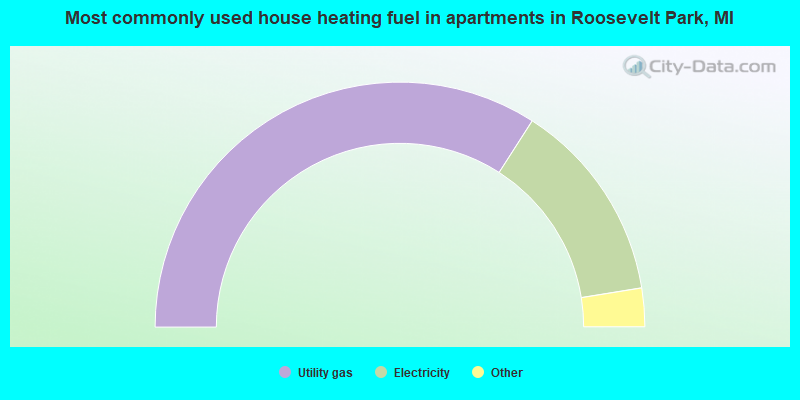 Most commonly used house heating fuel in apartments in Roosevelt Park, MI