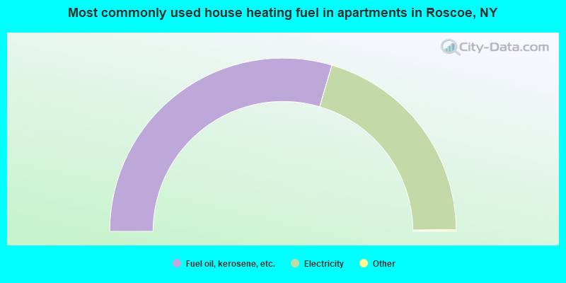 Most commonly used house heating fuel in apartments in Roscoe, NY