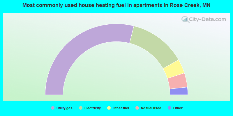Most commonly used house heating fuel in apartments in Rose Creek, MN