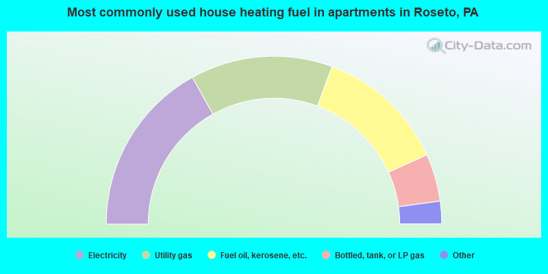 Most commonly used house heating fuel in apartments in Roseto, PA