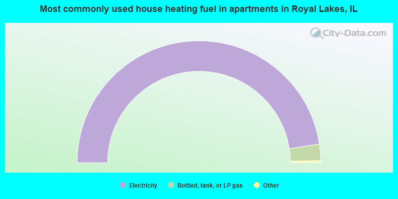 Most commonly used house heating fuel in apartments in Royal Lakes, IL