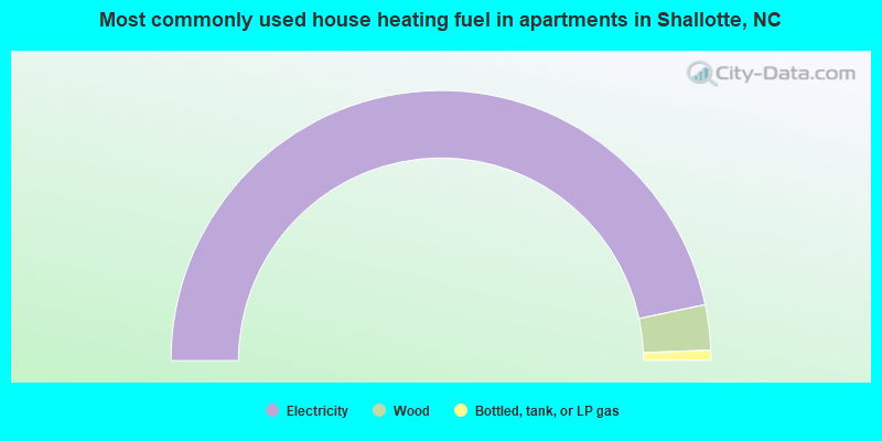 Most commonly used house heating fuel in apartments in Shallotte, NC