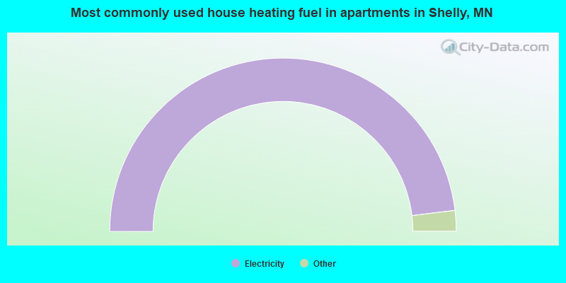 Most commonly used house heating fuel in apartments in Shelly, MN