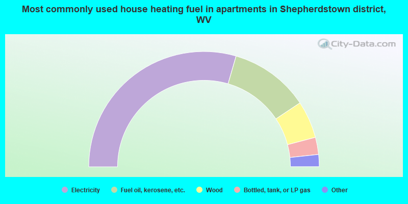 Most commonly used house heating fuel in apartments in Shepherdstown district, WV