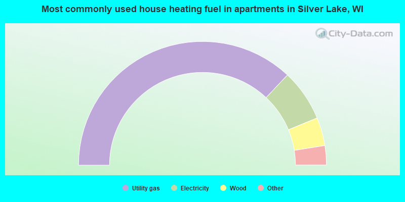 Most commonly used house heating fuel in apartments in Silver Lake, WI