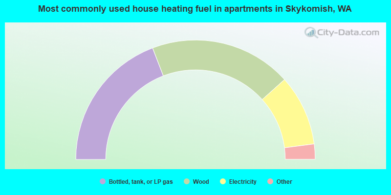 Most commonly used house heating fuel in apartments in Skykomish, WA