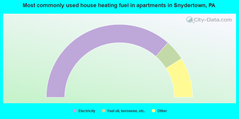 Most commonly used house heating fuel in apartments in Snydertown, PA