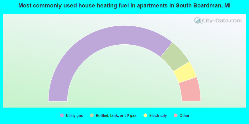 Most commonly used house heating fuel in apartments in South Boardman, MI