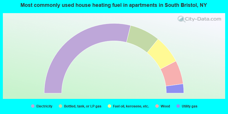 Most commonly used house heating fuel in apartments in South Bristol, NY