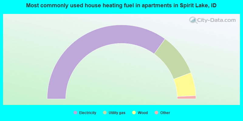 Most commonly used house heating fuel in apartments in Spirit Lake, ID