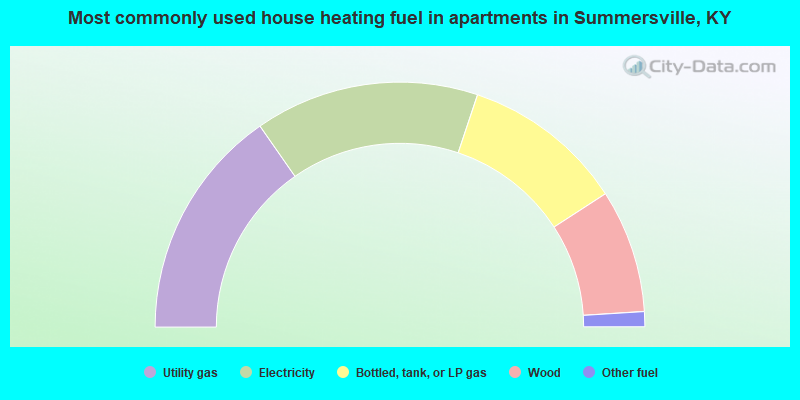 Most commonly used house heating fuel in apartments in Summersville, KY