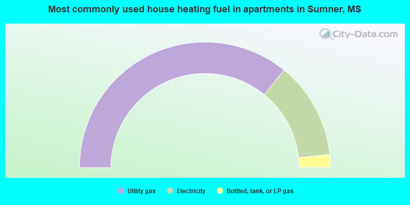 Most commonly used house heating fuel in apartments in Sumner, MS