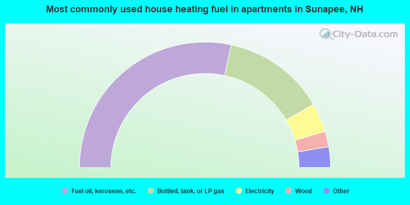 Most commonly used house heating fuel in apartments in Sunapee, NH