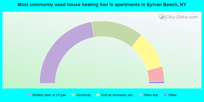 Most commonly used house heating fuel in apartments in Sylvan Beach, NY