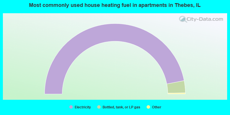 Most commonly used house heating fuel in apartments in Thebes, IL