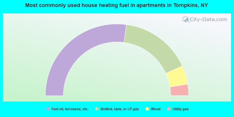 Most commonly used house heating fuel in apartments in Tompkins, NY