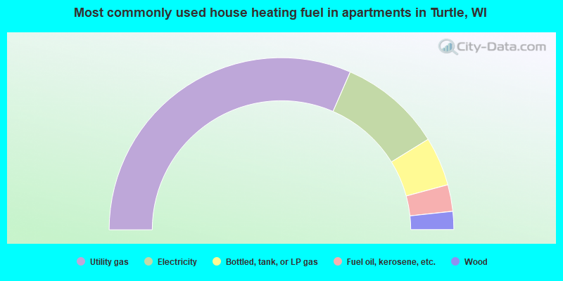 Most commonly used house heating fuel in apartments in Turtle, WI