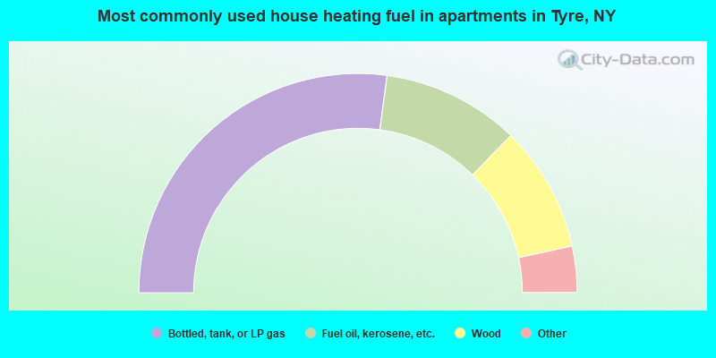 Most commonly used house heating fuel in apartments in Tyre, NY